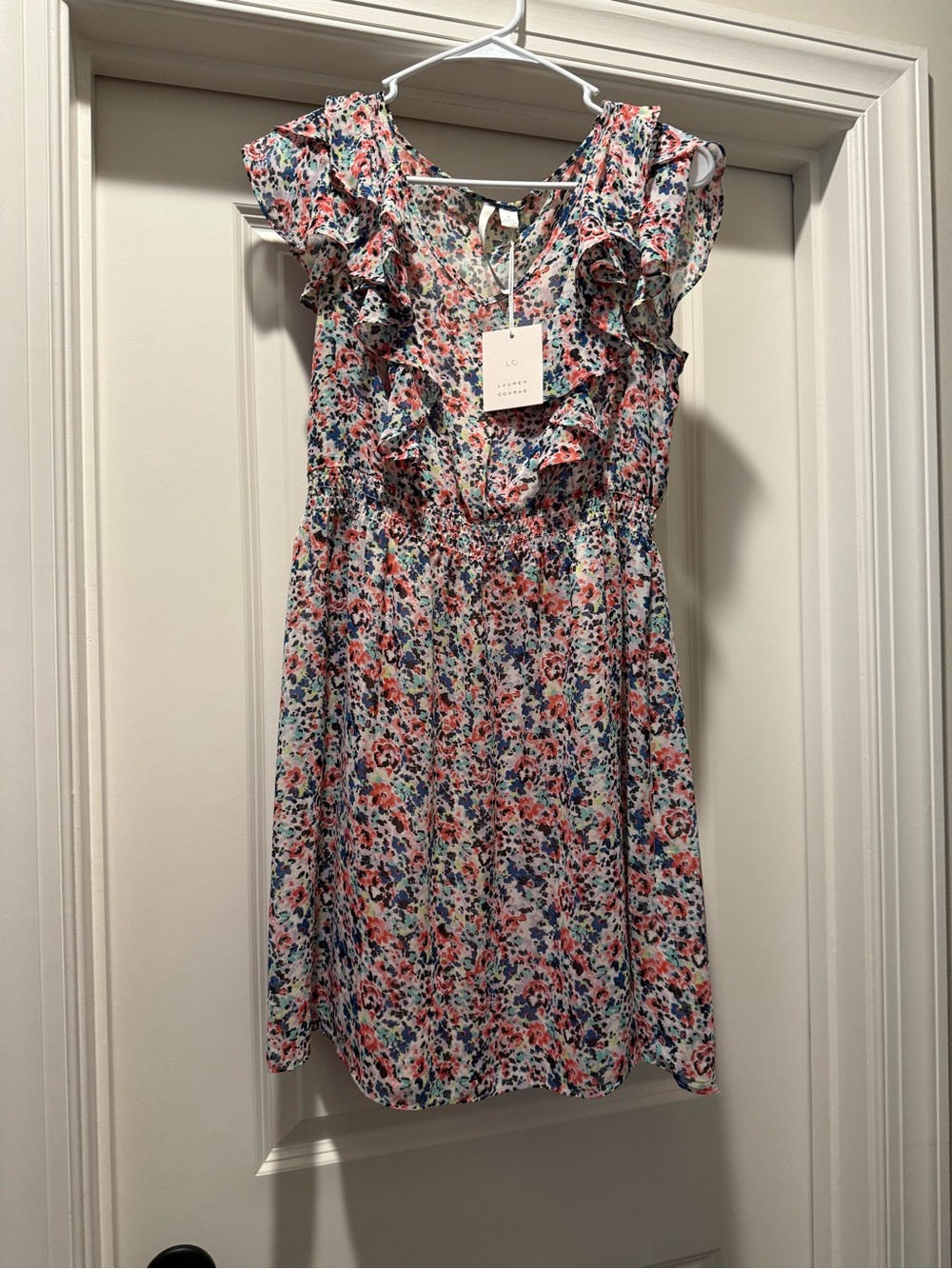 NEW LC Lauren Conrad Multicolor Floral Sundress  with full pink slip